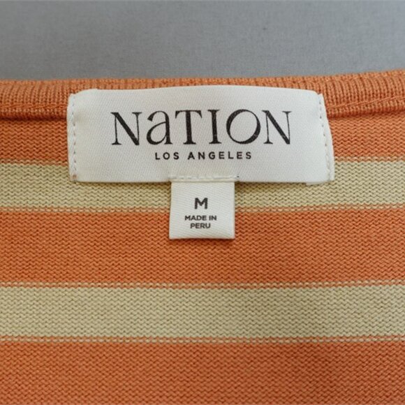 Nation Los Angeles NWT Women's Caramel Prato Stripe JANNEY Henley, Size Medium - Picture 6 of 7